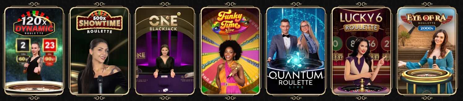 Selección de juegos online y casino con mesas en directo de Casina Casino